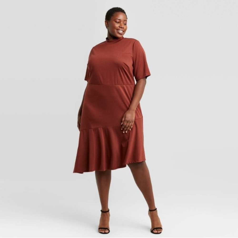 Who What Wear A-Line Short Sleeve Asymmetrical Knit Dress